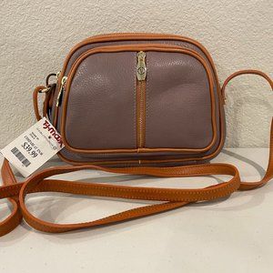 Valentina Leather Triple Entry Crossbody Purse Bag BRAND NEW with Tags! Pink